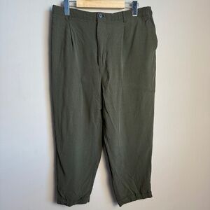 Zara‎ Woman Lightweight Viscose X-Large Capris Army Green Comfort Waist Festival